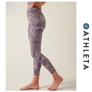 💜NWTS-$100 ATHLETA Transcend 7/8 Tights M Leggings M Violet/Marble Leggings